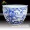 Antique large chinese Hand Painted blue white ceramic planters pots