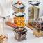 Clear Glass Kitchen Organizer Pantry Fridge Organizer Plastic Food Jars Set Bottles With Lid Air Tight Food Storage Containers
