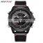 RISTOS 9416 Original Quartz Digital Watch Dual Time Chronograph Calendar High Quality Leather Army Men Wrist Watches
