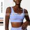 Wholesale Hot Ribbed Patchwork Square Neck Fixed Padded One Piece Adjustable Yoga Bra Top Women Gym Sports Fitness Wear