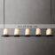 Modern Brass Paillaac Fabric Shade Linear Chandelier Custom Indoor Lighting for Living Room or Restaurant for Ceilings