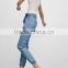 Hot Trendy Women High Waist Pockets Bow Sashes Denim Jeans Harem Pants Trousers