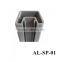 Aluminum square post 90 degree with plastic insert to hold glass