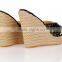 2016 Black Designer Wedges Sandals Big Size Wedge Slippers for High Fashion Ladies