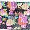Black Tropicana Floral Kantha Quilt Bedspread Kantha Bedcover