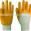 Hot sale yellow Nitrile Coated white nylon Gloves for worker