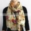 Jewelry Pattern Printed Wool Scarf with fringe