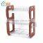 3-layer High quality Wooden dish drainer with cup and utensil holder,double plastic tray