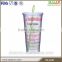 BPA Free Clear Double Wall AS or PS Plastic Nice Coffee Mugs With Ribbon