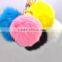 <<<2016 New Design Cute Rabbit Fur Ball Charm Chain Colorful Unisex For Car Key Ring or Bag Pom Pom Keychain/