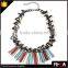 Turquoise and Alloy Spiker Drop Fashion Wheat Design Choker Necklace