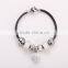 Fashion Braided Leather Bracelet, Crystal Bracelet and Love Bracelet