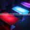 led colorful glass top stone base table