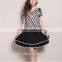 latest striped blouse and double layer skirt casual Suit For Woman With Skirt