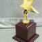 Hot sale Metal golden Star with wooden base trophy