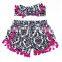 Exporting childrens pom pom shorts printed with flower pompom shorts with headband