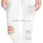 Women's Low-Rise Skinny ripped jeans pants in Bright White customized color