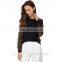 long sleeves black lace fashion blouses 2015