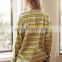 2017 New Style O-Neck Long Sleeve Women Oversize Stripe Cotton T-Shirt