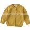 Mustard 100% cotton kids sweaters hand knit cardigans for young girls