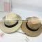 High Quality Low MOQ Outdoor Beach Vacation Black Ribbon Khaki Beige Straw Fedora Hat for Man