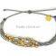 hot new many layers red wax cord knot bracelet with copper beads for luck girl