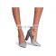 Fashion high quality cheap price ladies high heel heavy glitter pumps sandals silver shoe block heels dress shoes