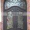 Cheap Price handmade grill design double front wrought iron door gate with transom
