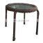 Indoor & Outdoor PE Rattan Round Side Table End Table with Glass Top, Brown Patio Garden Furniture for Sale