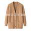 Custom Winter Fashion V-Neck Cardigan for Women Casual Style Knitted Cashmere Sweater with Button Decoration