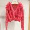 Winter new fox fur grass women's versatile short cardigan jacket sweater knitted sweater furry autumn outfit