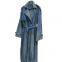 European style blue denim long windbreaker coat with feminine temperament, high-end casual double breasted suit coat