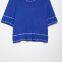 Summer new versatile women's clothing with contrasting color stitching and round neck short sleeved knitted top