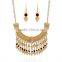 Exaggerated Dubai 18k Gold Plated Red Gem Bib Chunky Statement Necklace Jewelry Set