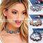 The Latest European And American Bohemian Necklace Ancient Silver Inlaid Turquoise Horn Design Collar