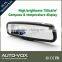 4'' car mirror reversing mirror monitors with 2 temperatures sensors and compass