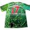 Unique design color green soccer jersey with sublimation numbers