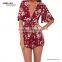 Red butterfly sleeve sexy deep v neck short women jumpsuits and rompers                        
                                                Quality Choice