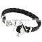 Wholesale weave Leather Cuff Wrap Wristband Bangle Skull Anchor Clasp Bracelet