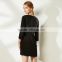 Low MOQ Womens pu Faux Leather patchwork knitting 3/4 sleeve dress Mini Length High Quality Comfortable Dress