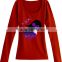 new custom fashion design ladies long sleeve heart print design custom sublimation wholesale custom t-shirt rhinestone