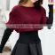 lady's fashion half sleeve and short pullover shawl sweater