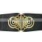 Ladies Black Elastic Pu Ribbon Fashion Waist Belt
