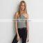 Fashion striped off shoulder women crop tops sexy cotton spandex slim fit crop top tee