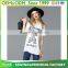 Hot Sale women's V Neck Printed Longline T Shirt Ladies 100% Cotton Printed Tee Shirt