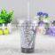 16oz double wall plastic tumbler with lid and straws