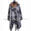 CX-B-P-44F Ladies Latest Design Genuine Raccoon Fur Collar Wool Cashmere Fringed Pashmina Shawl