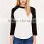 Crew neck wholesale 3/4sleeve blank t shirt ringer t shirt