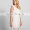 2017 Summer Lace Sleeveless V Neck White Ladies dress