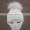 Myfur 2016 Newest Girls Winter Knitted Wool Hats With Fur Poms